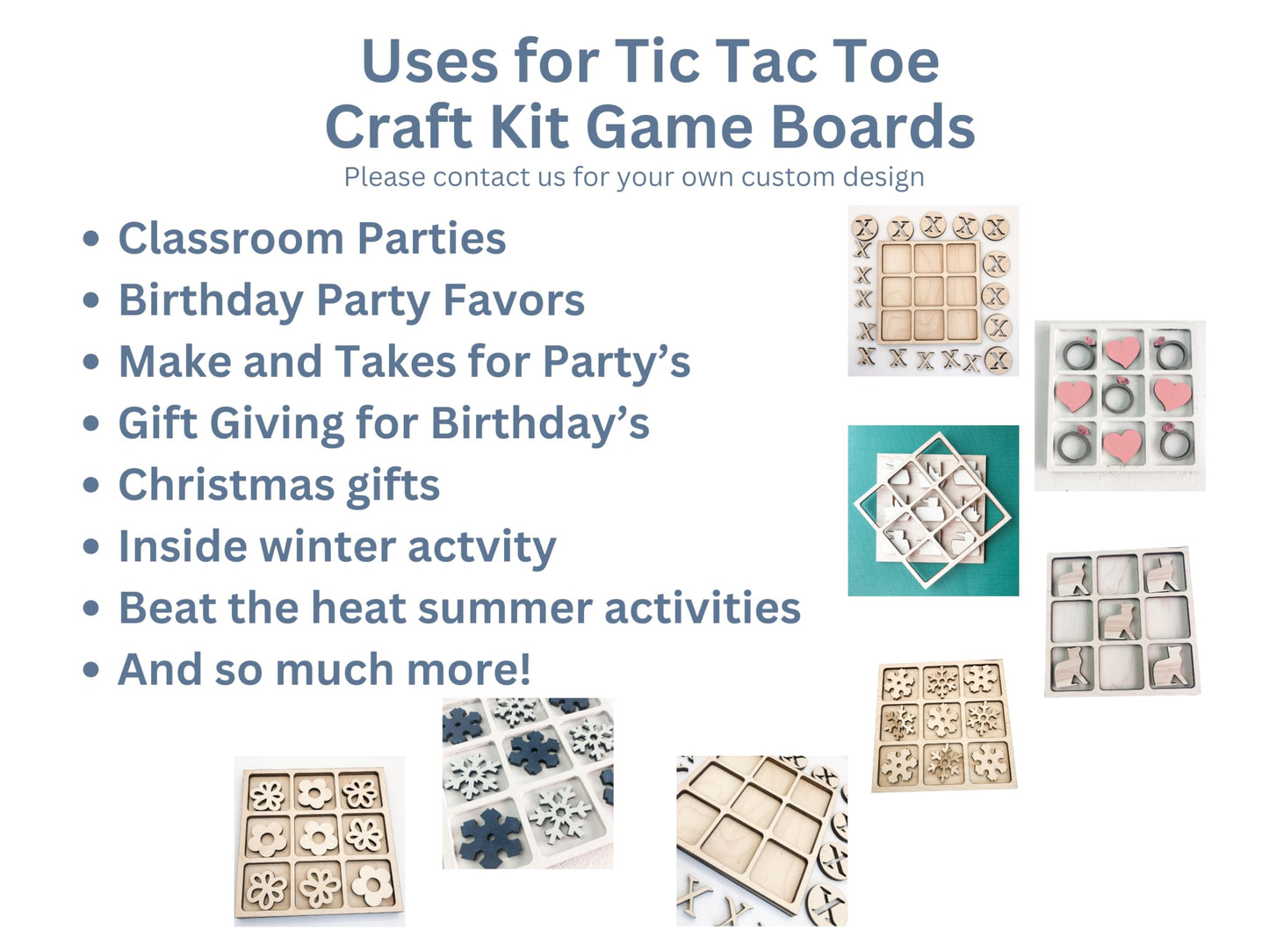 Nature Themed Tic Tac Toe Board Game, 5x5 inches Unfinished Wood DIY Painting Craft Kit for Kids with Wooden AVTRBoutique (Flowe