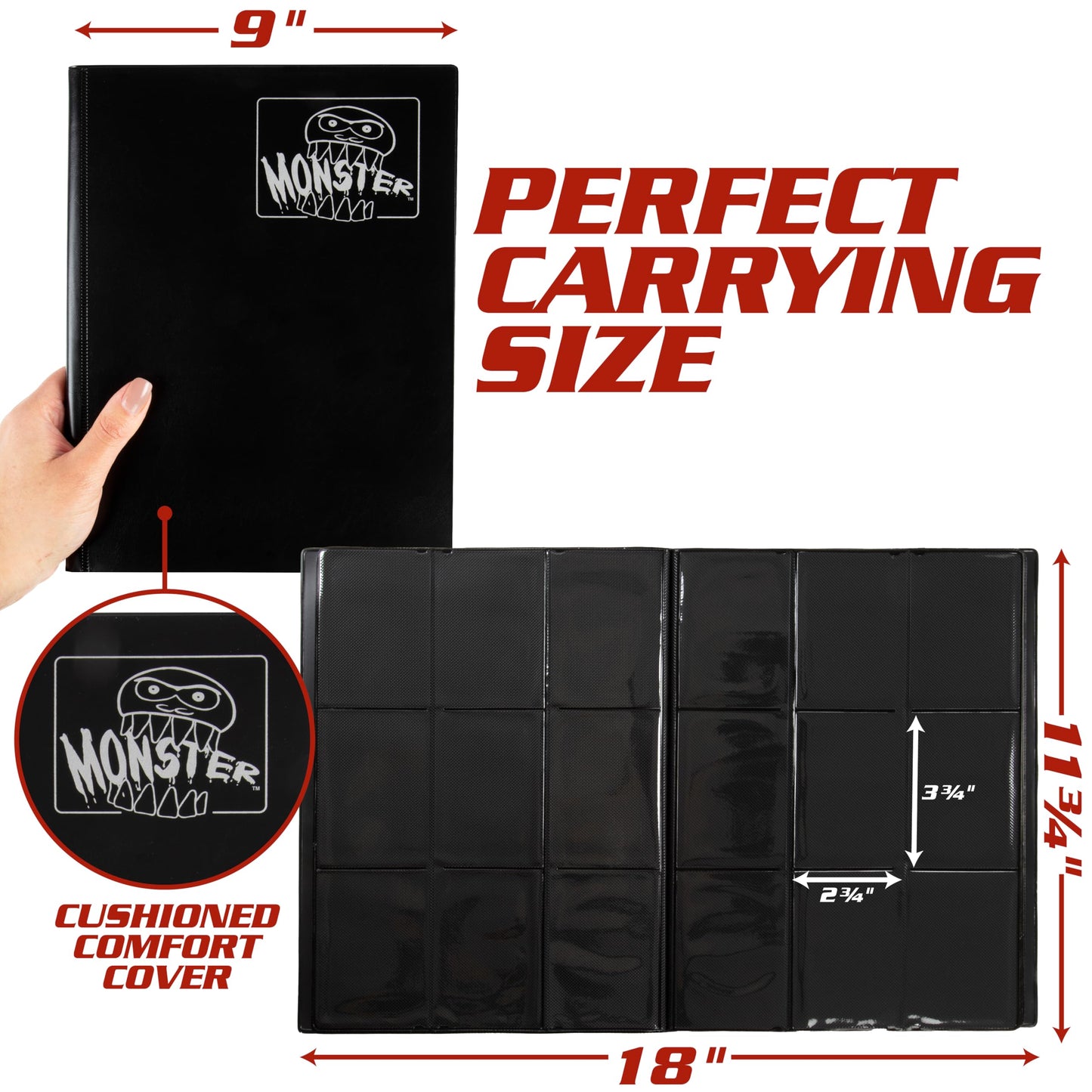Monster Binder - 9 Pocket Trading Card Album - Matte Sky Blue (Anti-theft Pockets Hold 360+ Yugioh  Pokemon  Magic the Gathering Cards)
