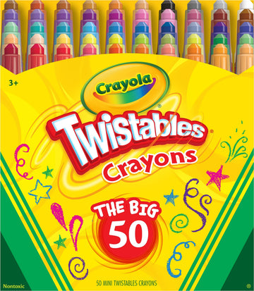 Crayola Mini Twistables Crayons For Kids (50Ct), Arts & Crafts Supplies, Toddler Crayons For Coloring Books, Easter Basket Stuffer For Kids, Gifts