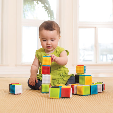 Infantino Press & Stay Sensory Blocks For Babies Age Grade 6M+ , 24-Piece Set, Multicolor