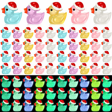 Liliful 250 Pcs Mini Christmas Resin Ducks Miniature Duck Figures Ornament Small Micro Landscape Garden Aquarium Dollhouse Decor