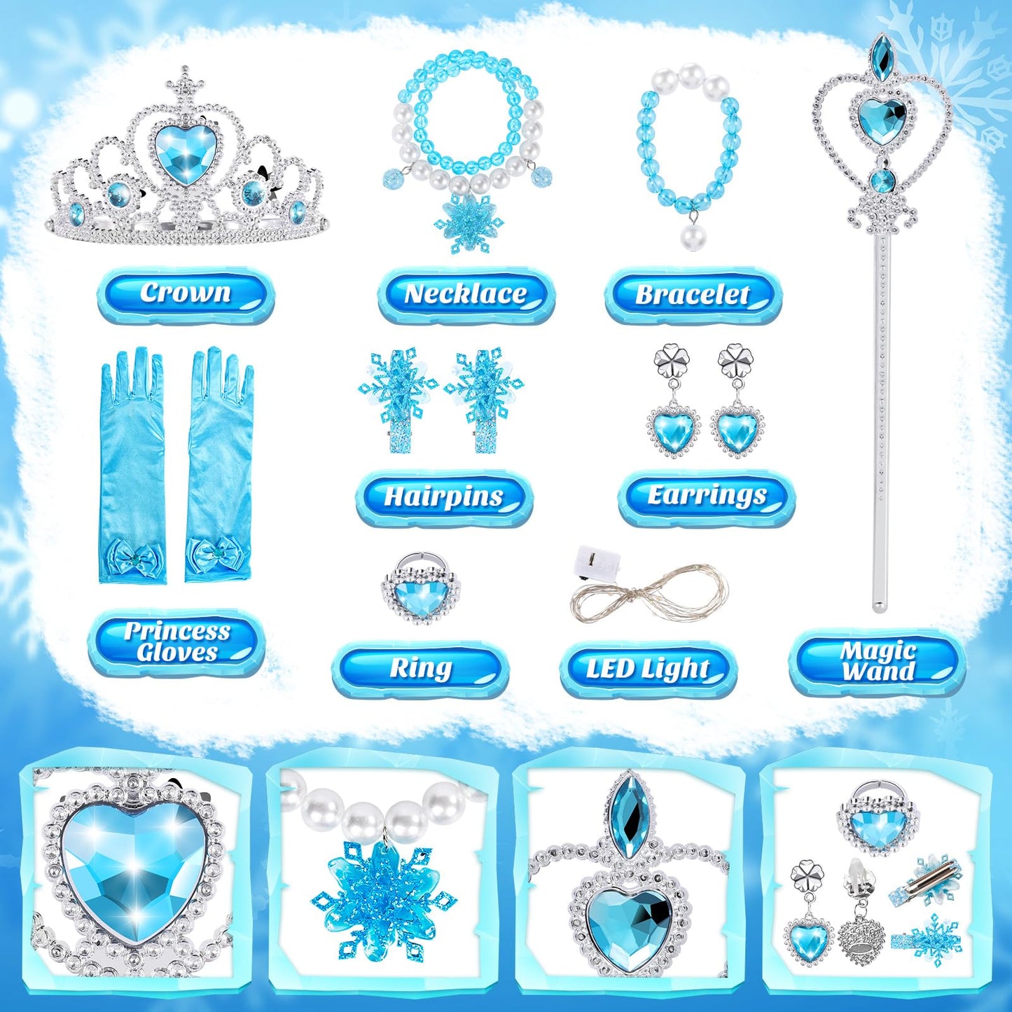 Luucio Light Up Frozen Princess Dress Up Costume With Accessories For Little Girls 3-10 Years, Girls Birthday Christmas Dress