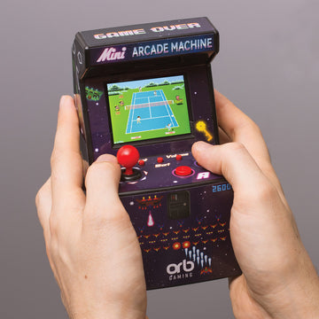 Thumbs Up Mini Arcade Machine, 240 In-Built Games, 8-Bit Retro Arcade Games, 2.5    Full Colour Screen, 8-Way Joystick, 2 Button