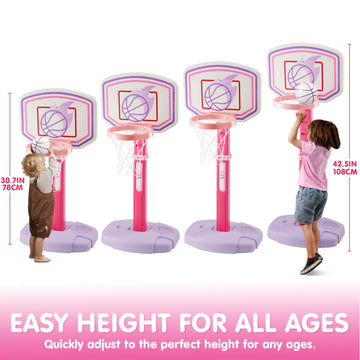 Joyin Toddler Basketball Hoop, Adjustable Basketball Goal With 4 Balls For Kids Indoor Outdoor Play, Basketball Arcade Game, Christmas Birthday Gift For Boys Girls Age 1 And Up - Air Pump Included