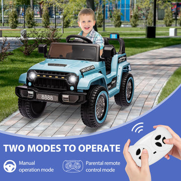 Hetoy 12V Kids Ride On Truck Car, W/Parent Remote Control, Twin 35W Motors, 3 Speeds, Led Lights, Music & Horn, Spring Suspensio