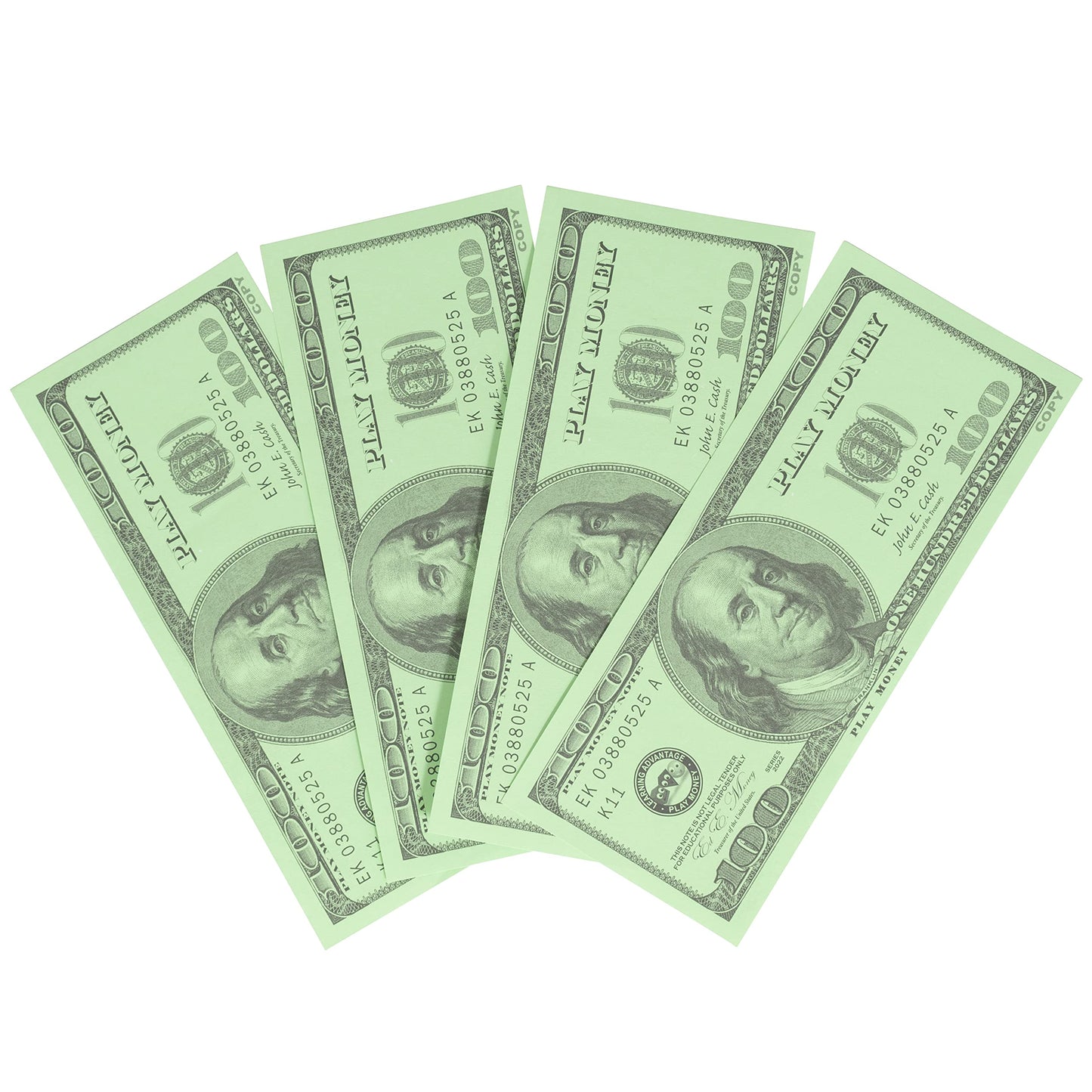 Learning Advantage One Hundred Dollar Play Bills - Set Of 50 $100 Paper Bills - Designed And Sized Like Real Us Currency - Teach