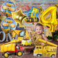 Construction Balloons 4Th Birthday, 9Pcs 40 Inch Gold Number 4 Balloons With Large Excavator Dump Truck Crane Bulldozer Foil Myl