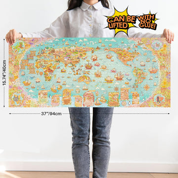 Momibook Puzzles For Adults 1300 Piece Jigsaw Puzzles Of Flower Great Universal Guide, Painting Image World Map Challenging Hard