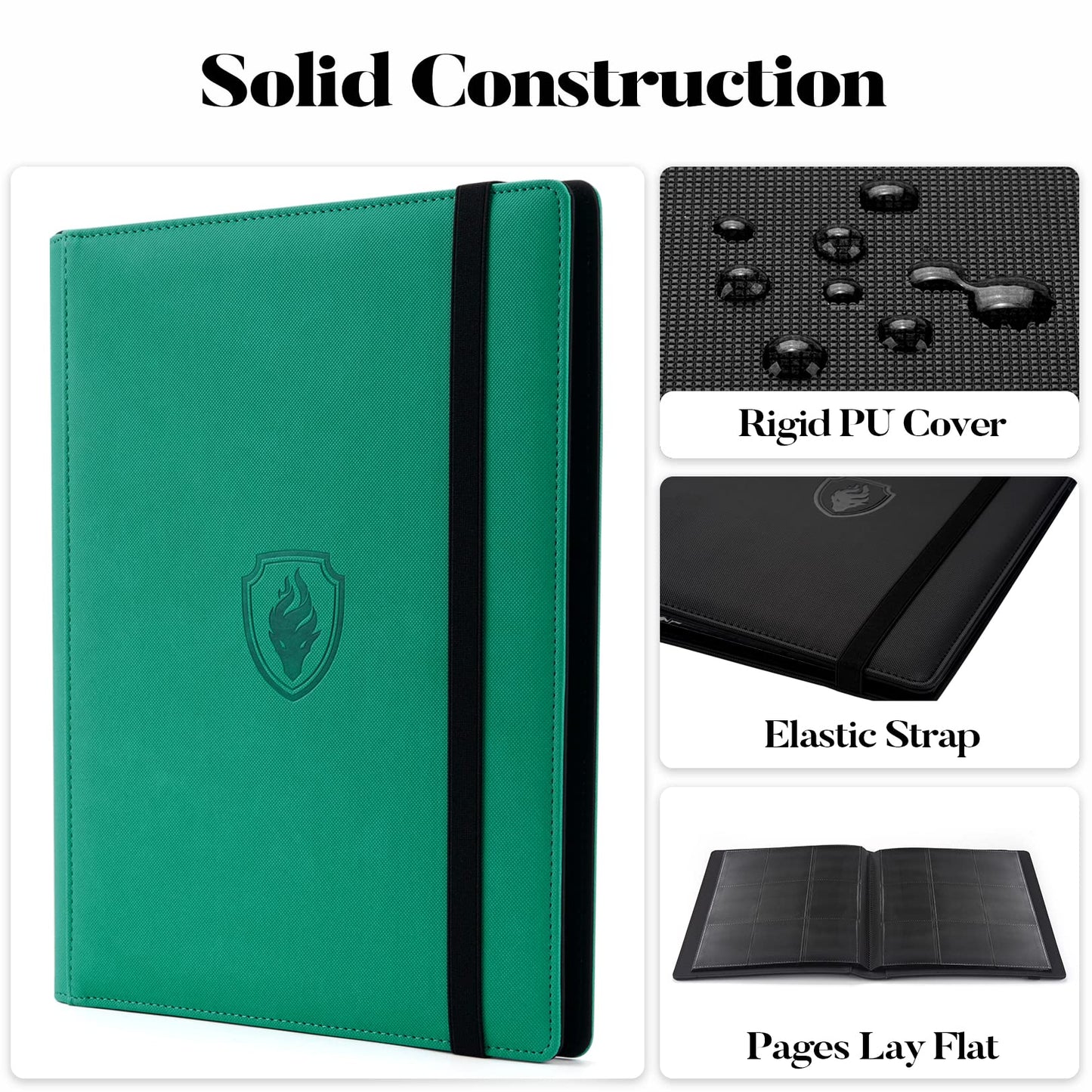 enhanced Card Binder 9 Pocket  Fabmaker PU Cover Trading Card Binder for 360 Cards  Sturdy Card Collection Album  Card Holder Folders for YuGiOh  MTG  TCG  Game Cards & Sports Cards  Turquoise