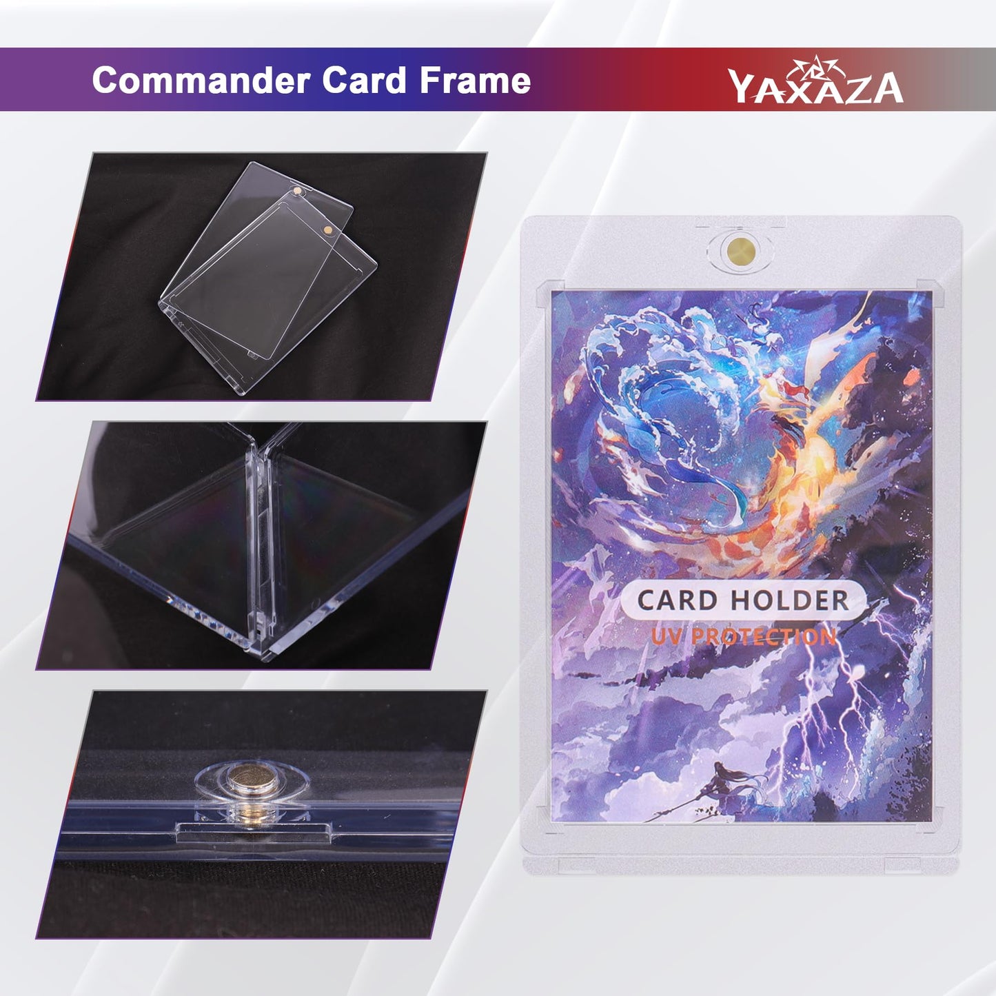 YAXAZA MTG Deck Box with Commander Display Window, Fits 200+ Double-Sleeved Cards, Strong Magnetic PU Leather CardDeck Case with