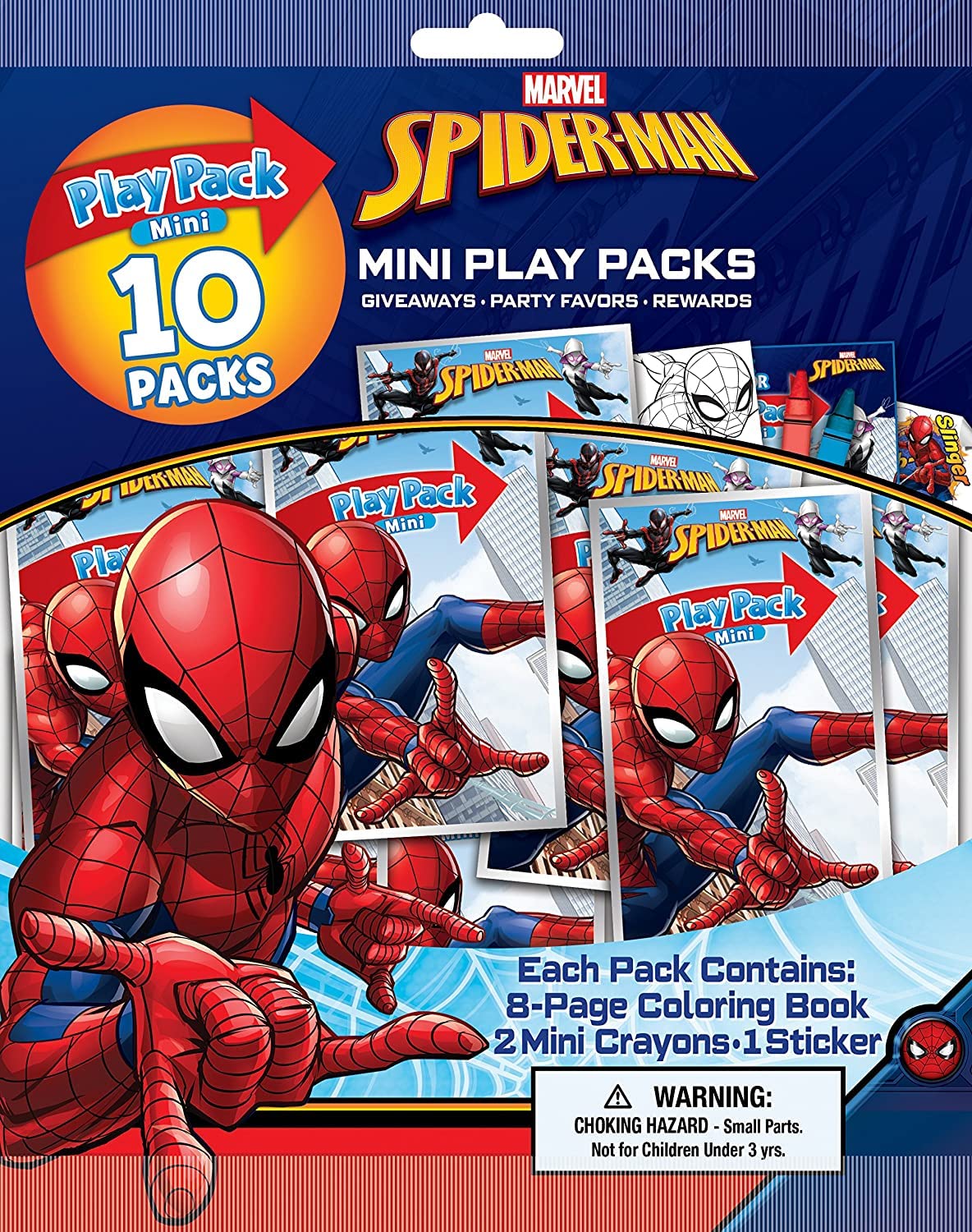 Spiderman Play Packs | Spider-man Party Favors | Spiderman Mini Play Packs | Includes Mini Coloring Book, 2 Mini Crayons and a S