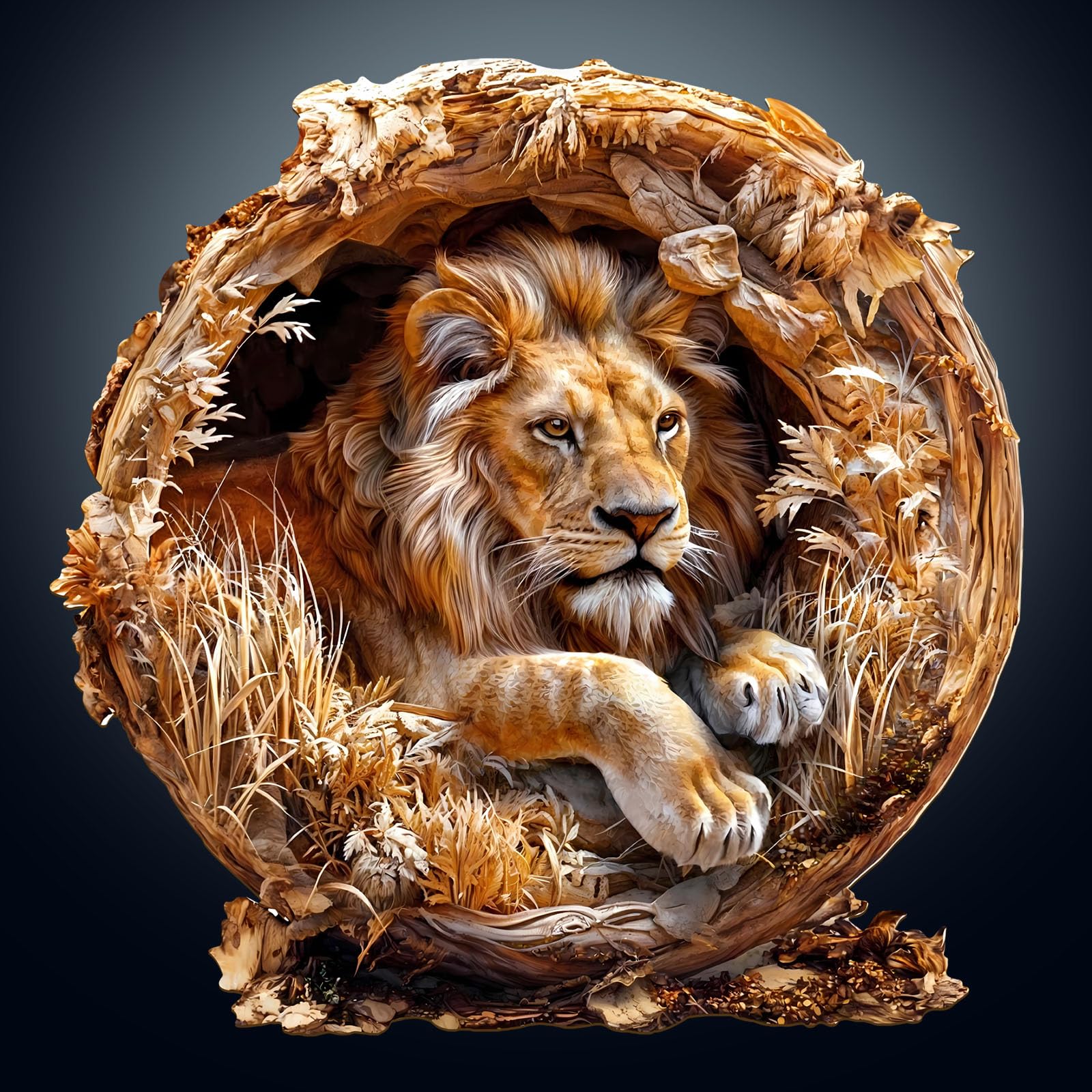 Wooden Puzzles for mature-themeds  3D Vision Effect Lion King Wooden Jigsaw Puzzles 575 PCS Unique Shape Advanced Wood Puzzle mature-themed  3D Effect Flat Puzzle Birthday Gifts Family Game (XL-17.3 * 17.3in)