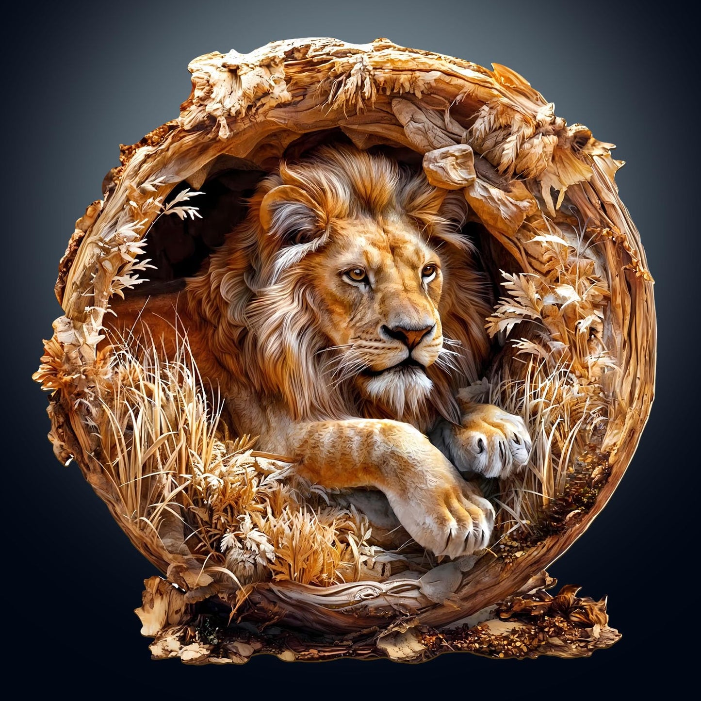 KAAYEE Wooden Puzzles for mature-themeds  3D Vision Effect Lion King Wooden Jigsaw Puzzles 300 PCS Unique Shape Advanced Wood Puzzle mature-themed  Fathers Birthday Family Game (L-13.4 * 13.4in)