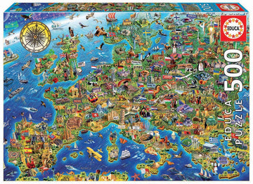 Educa 17962, Crazy, 500 Piece Puzzle For Adults And Children From 10 Years, Map, Europe, Multicoloured