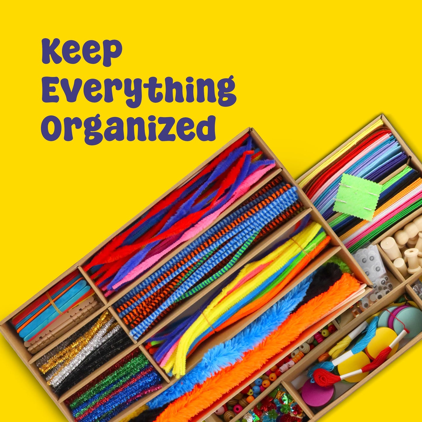 Kid Made Modern Arts and Crafts Kit - A DIY 1000+ Piece Hobby Craft Supplies & Materials Box for Creative Art Projects for Kids