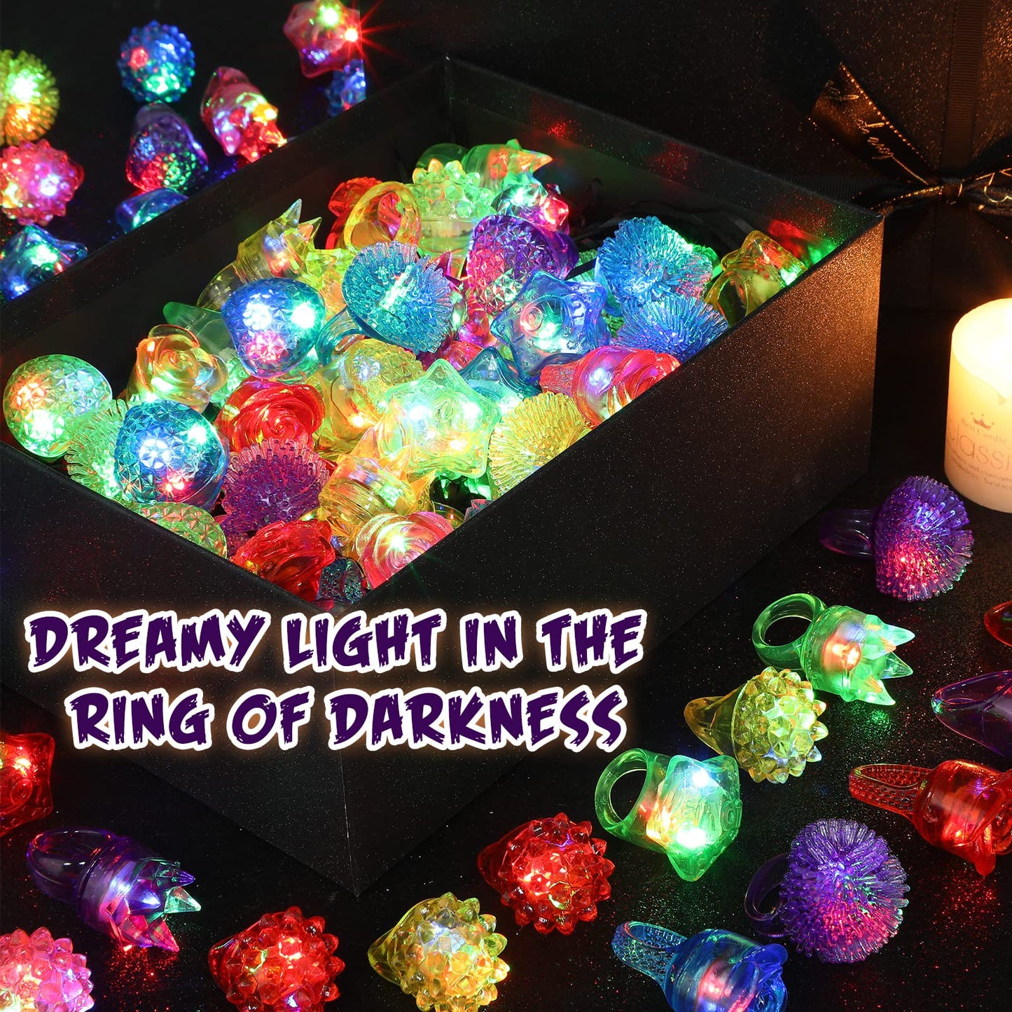 Leyndo 300 Pack Colorful Led Light Up Rings End Of Year Graduation Gifts For Student Glow In The Dark Rings Dj Party Favors Flas