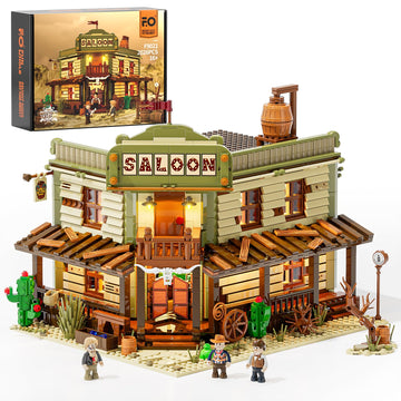 Funwhole Western-Saloon Lighting Building-Bricks Set - The Old West Saloon Led Light Construction Building Model Set 2026 Pcs For Adults And Teen