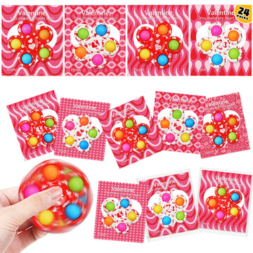 Scione 24 Pack Valentine'S Gifts Cards For Kids With Fidget Spinners, Valentine Classroom Pop Bubble Fidget Toys Party Favors, School Classmates Prizes Exchange Gifts Bulk Goodie Bag Fillers