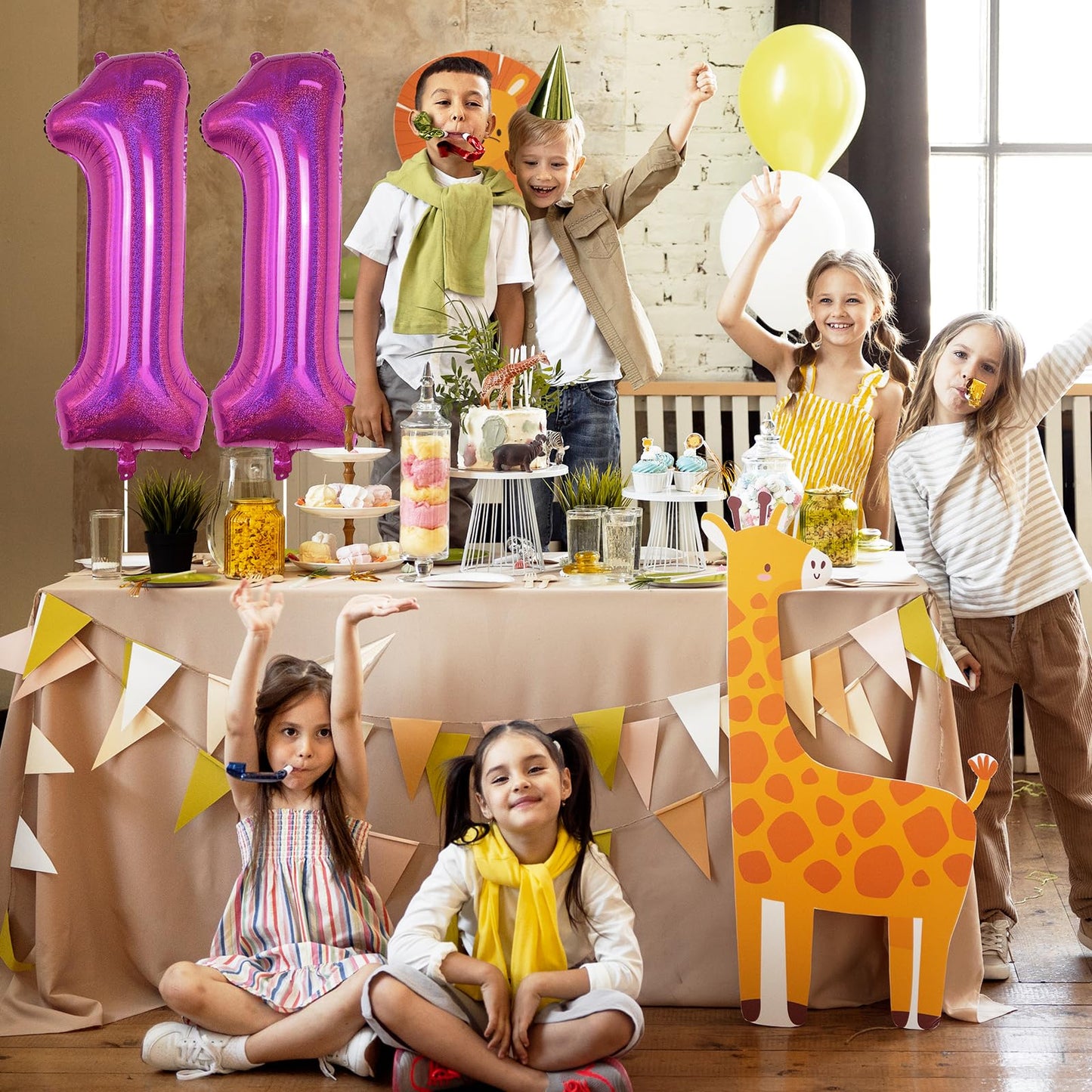 Giant Number 11 Balloon, 40'' Laser Hot Pink Foil Balloon For 11 Year Old Birthday Decor, Mylar Helium Self Inflating Bright Pin