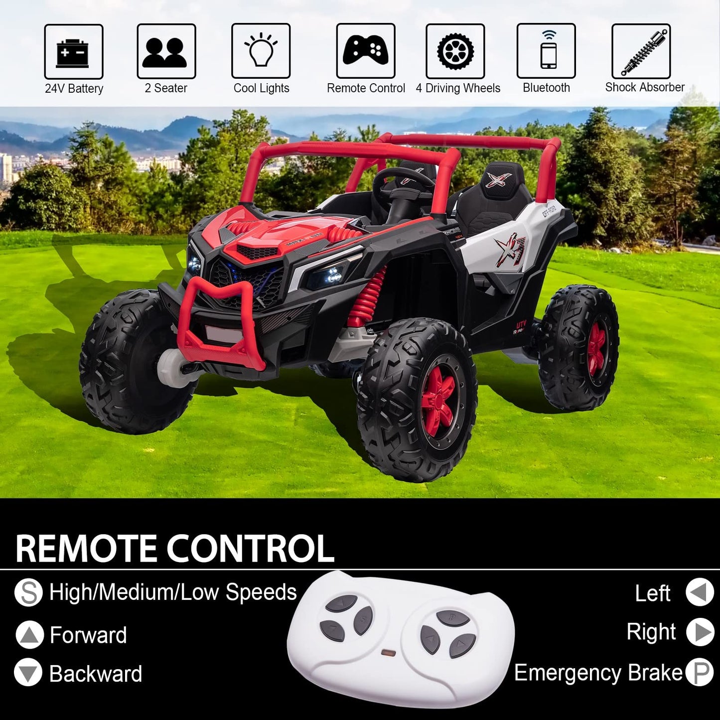 Nitoess 2Wd/4Wd Ride On Utv With Remote Control,2 Seater 24V Ride On Truck For Kids,Xxxl Electric Toy Car,Max Load Capacity 200L