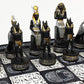 Egyptian Anubis Black and Silver Chess Men Set with Gold Accents - NO Board