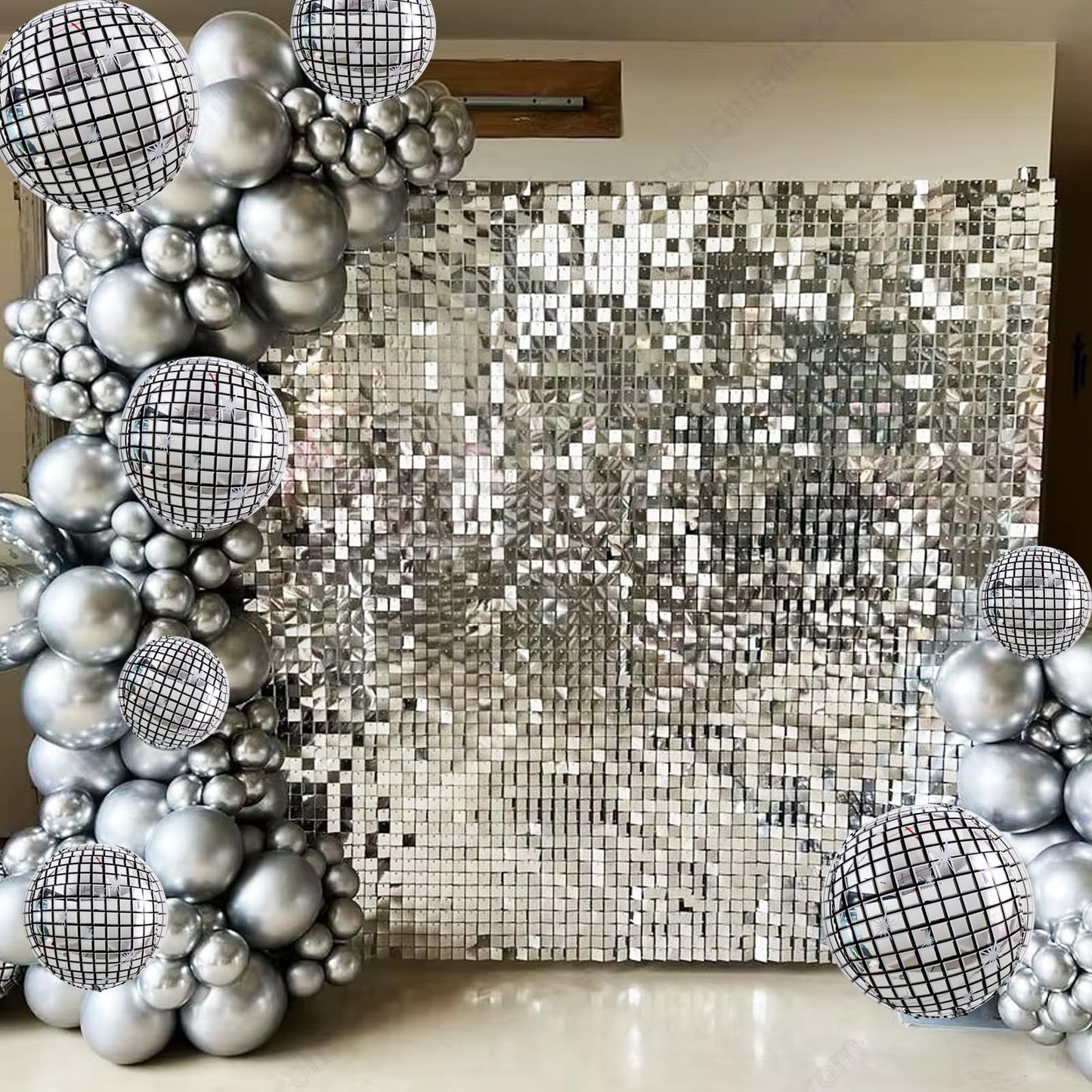 TONIFUL 16Pcs Large Disco 4D Giant Round Foil Balloon 4D Mirror Metallic Mylar Sephere Balloons for Christmas New Year Birthday
