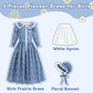 Aoiviss Girls Pioneer Costume Floral Colonial Prairie Dress For Little Kids With Apron And Bonnet, Blue