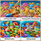 Niplooow Kids Pool Fishing Toys Games, Water Table Bathtub Toy With Inflatable Pool Pole Rod Net Plastic Floating Fish, Birthday