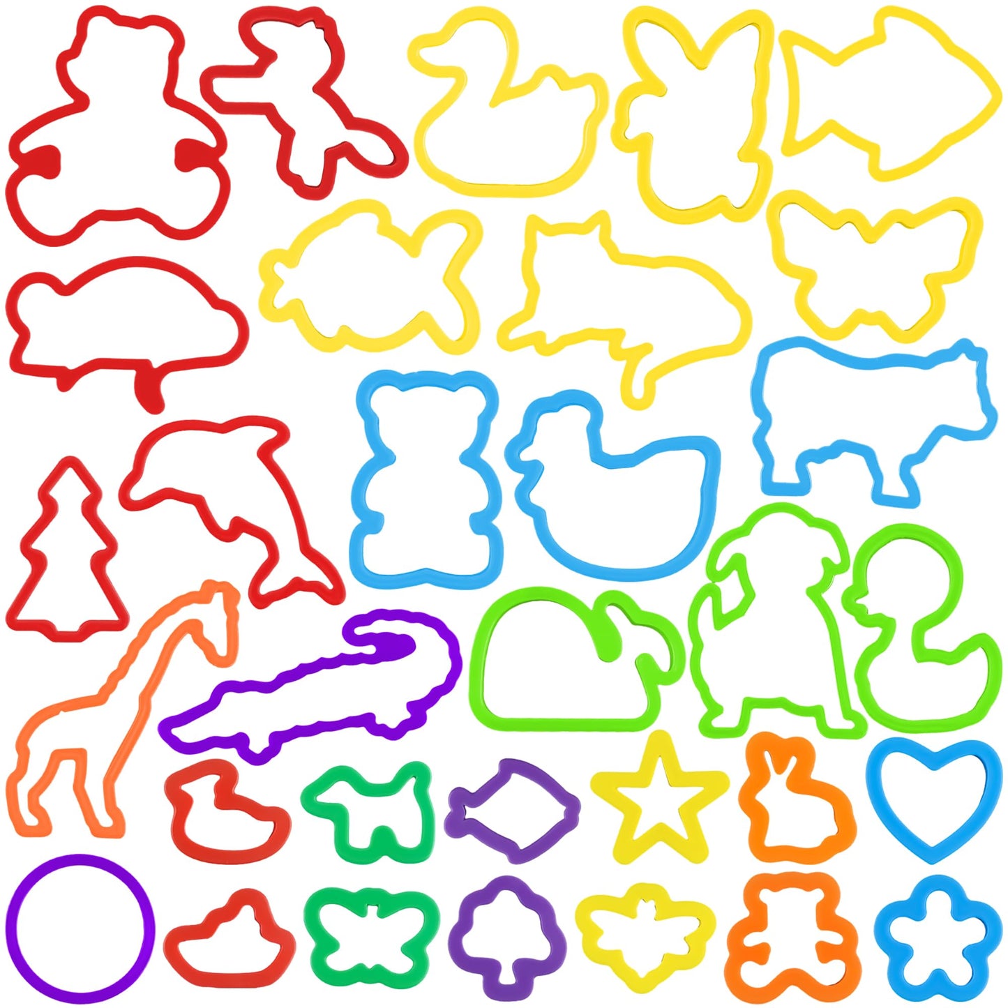 Oun Nana Dough Play Tools Set for Kids, 32 PCS Dough Accessories with Animal Molds and Shaped Cutters, Plastic Cutters Toys for 