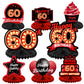 Happy 60th Birthday Red and Black Table Honeycomb Centerpieces Balloons Theme Decor Table Decorations Table Toppers for Girls Wo