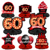 Happy 60th Birthday Red and Black Table Honeycomb Centerpieces Balloons Theme Decor Table Decorations Table Toppers for Girls Wo