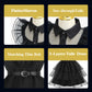 Isswya Girls Black Dress Up Costume For Kids Halloween Cosplay Party Dress With Wig Belt Socks 7-8Y