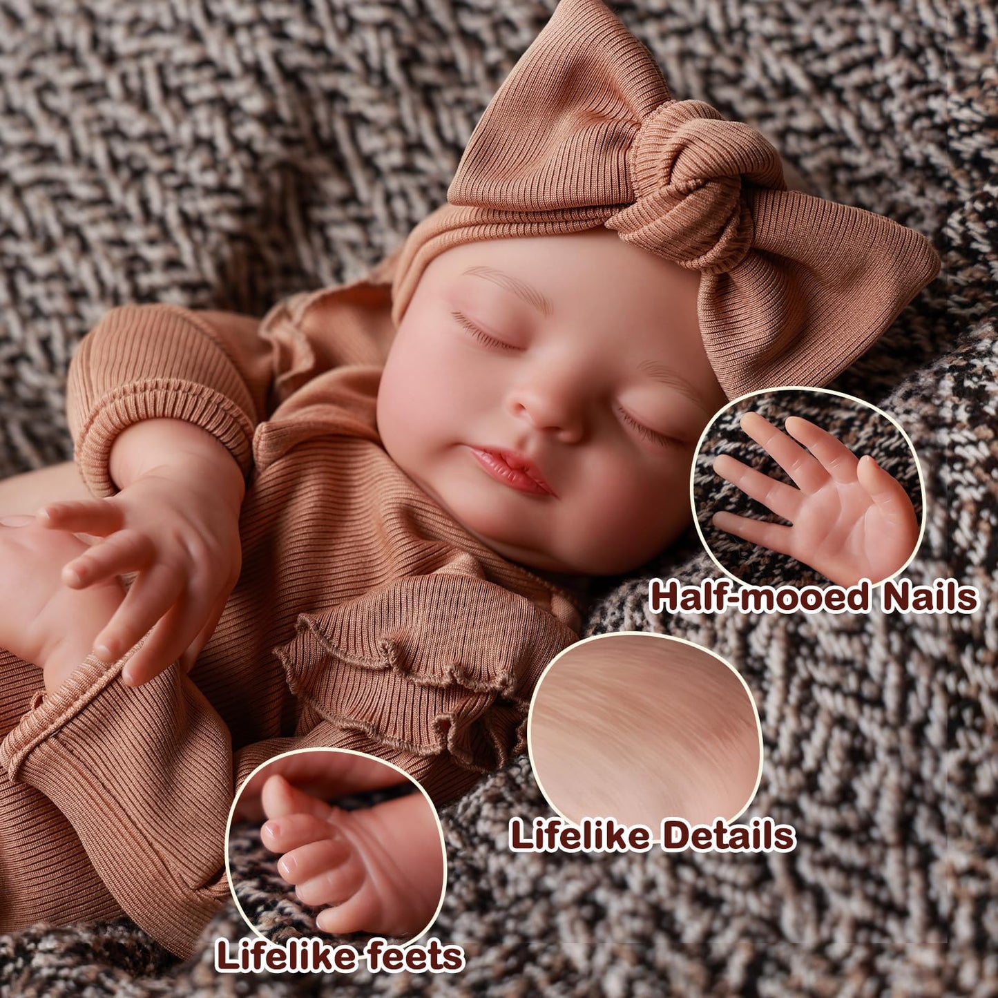 JIZHI Reborn Baby Dolls, 20 inch Soft Vinyl Baby Dolls Realistic Newborn Baby Doll Girl Real Life Baby Sleeping Dolls with Gift