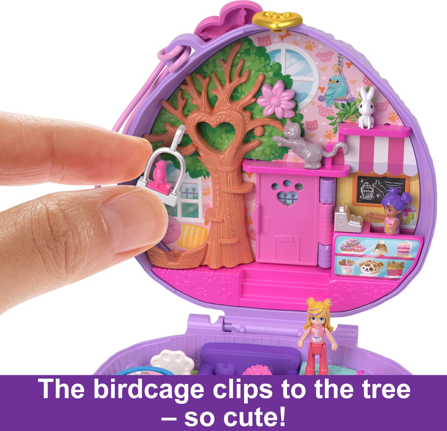 Polly Pocket Compact Playset with 2 Micro Dolls & 13 Accessories, Multicolor, Model FRY35, Travel Toys with Surprise Reveals