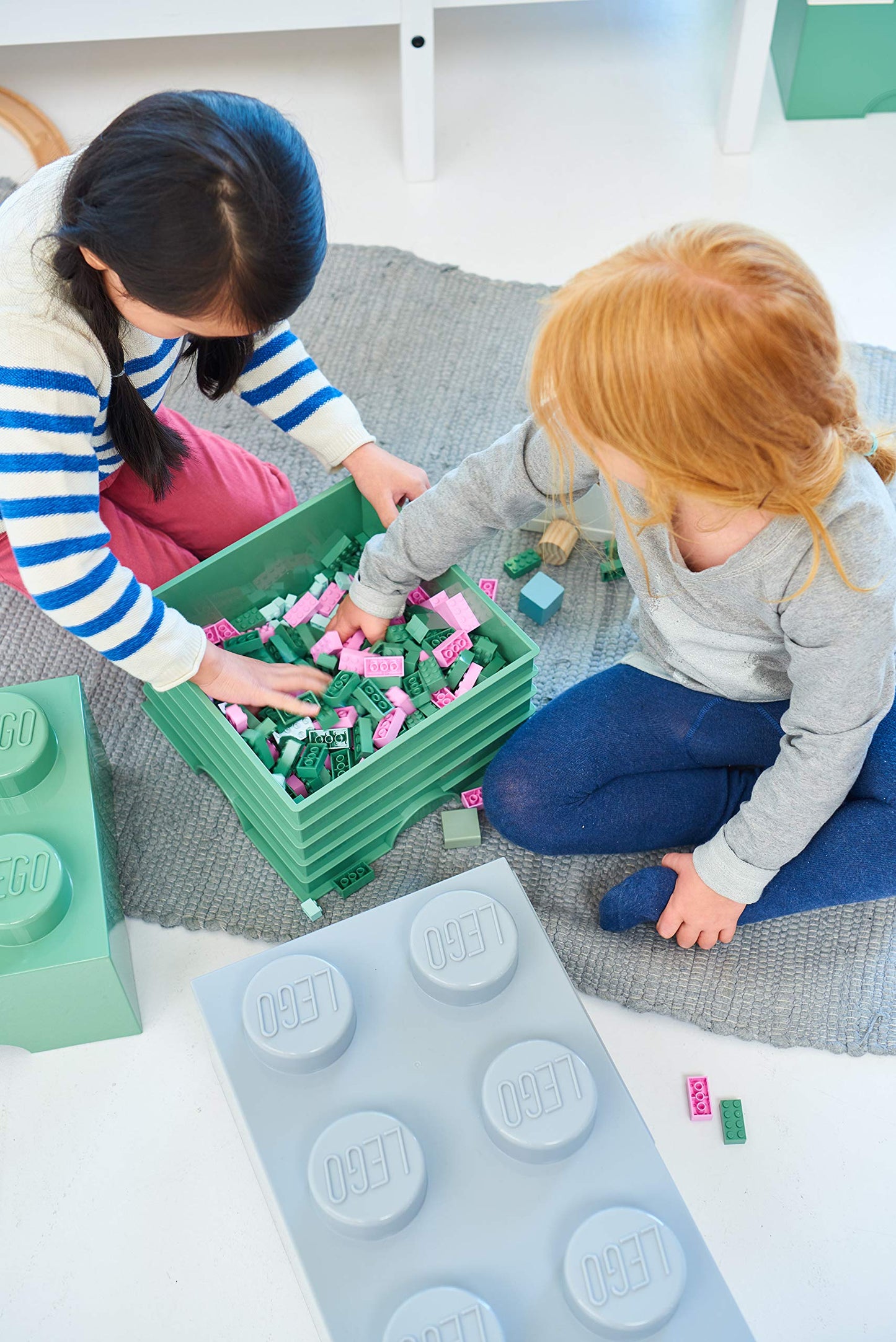 Room Copenhagen, Lego Brick Box Stackable Storage Containers - Organizational Building Blockss - 19.69 X 9.84 X 7.09 Inches - Br