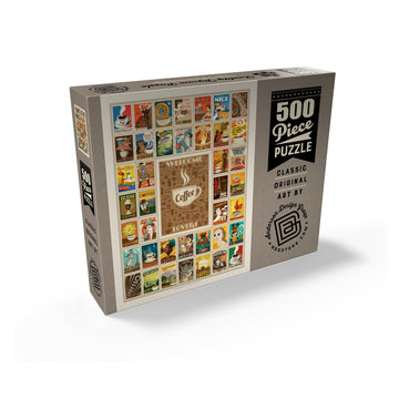 MyPuzzle Coffee Collection: Multi-Image Print  Vintage Poster - enhanced 500 Piece Jigsaw Puzzle for mature-themeds