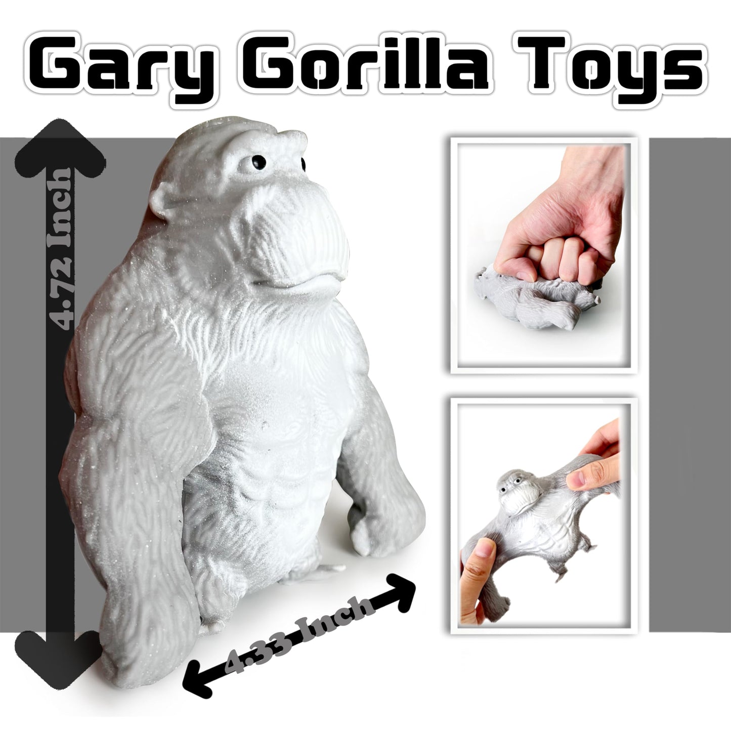 ZTATU Stretchy Monkey Toy - Grey Squishy Stress Relief for Autism - Small TPR Splat Gorilla Party Favor