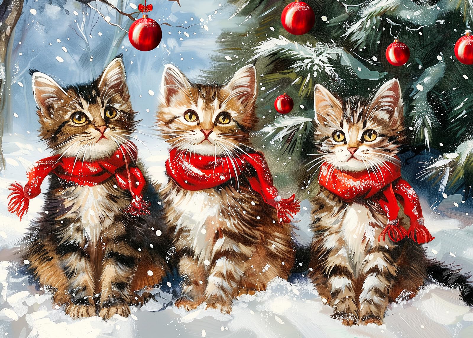 1000 Piece Puzzle for mature-themeds Christmas Kittens Puzzle  Christmas Puzzles 1000 Pieces  Festive Cats with Scarf Puzzles for mature-themeds 1000 Piece  Vacation Challenging for Teens