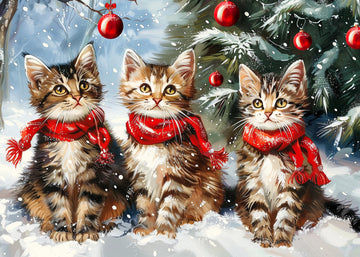 1000 Piece Puzzle for mature-themeds Christmas Kittens Puzzle  Christmas Puzzles 1000 Pieces  Festive Cats with Scarf Puzzles for mature-themeds 1000 Piece  Vacation Challenging for Teens