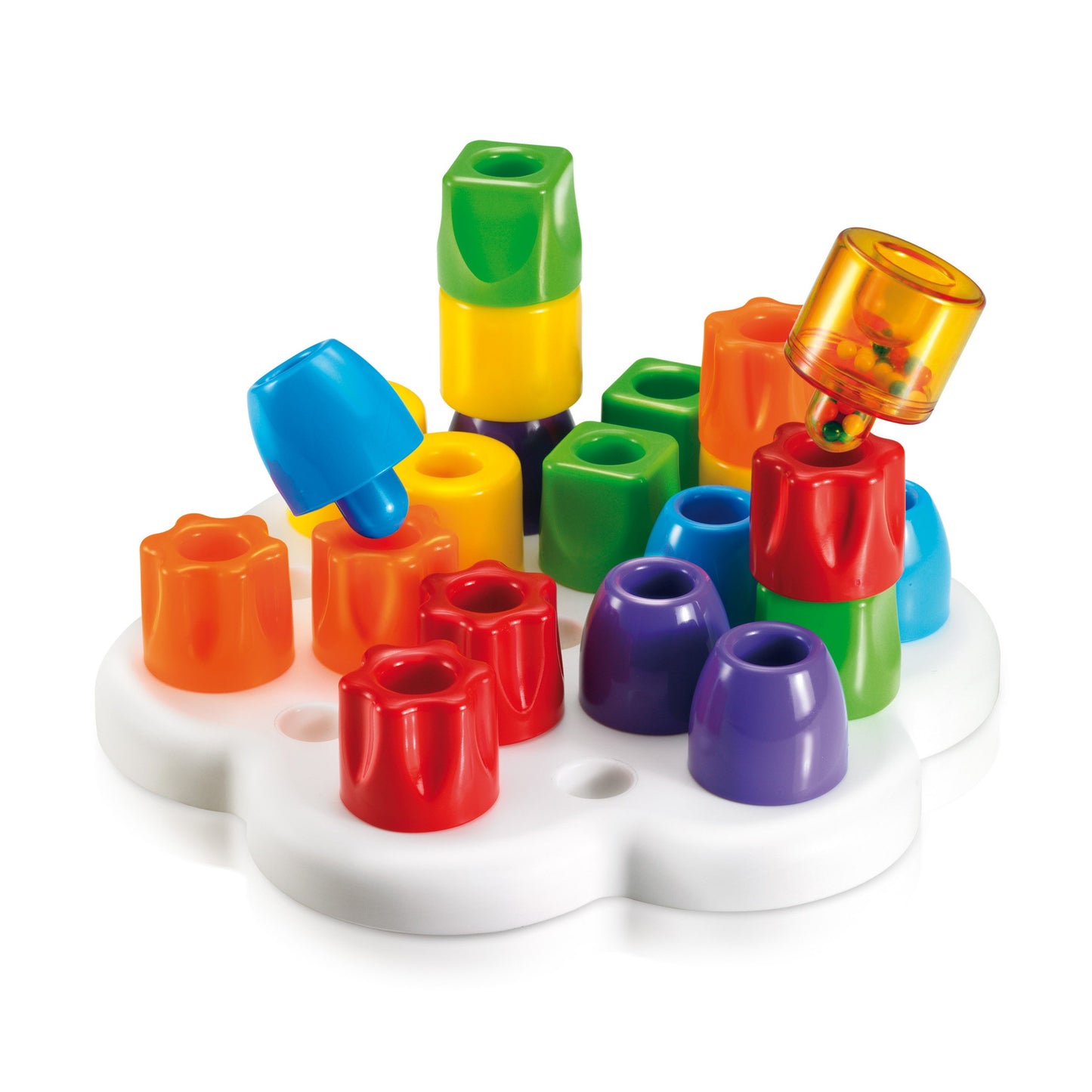Quercetti Geokid Daisy Maxi 21-Piece Stacking & Sorting Pegboard, Plastic, Multicolor, Ages 1+, Model 4160