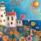Bullglesup Puzzle for Adults, 1000 Pieces, Painting Lighthouse with Poster, Pieces Fit Perfectly Interlocking Letters on the Bac