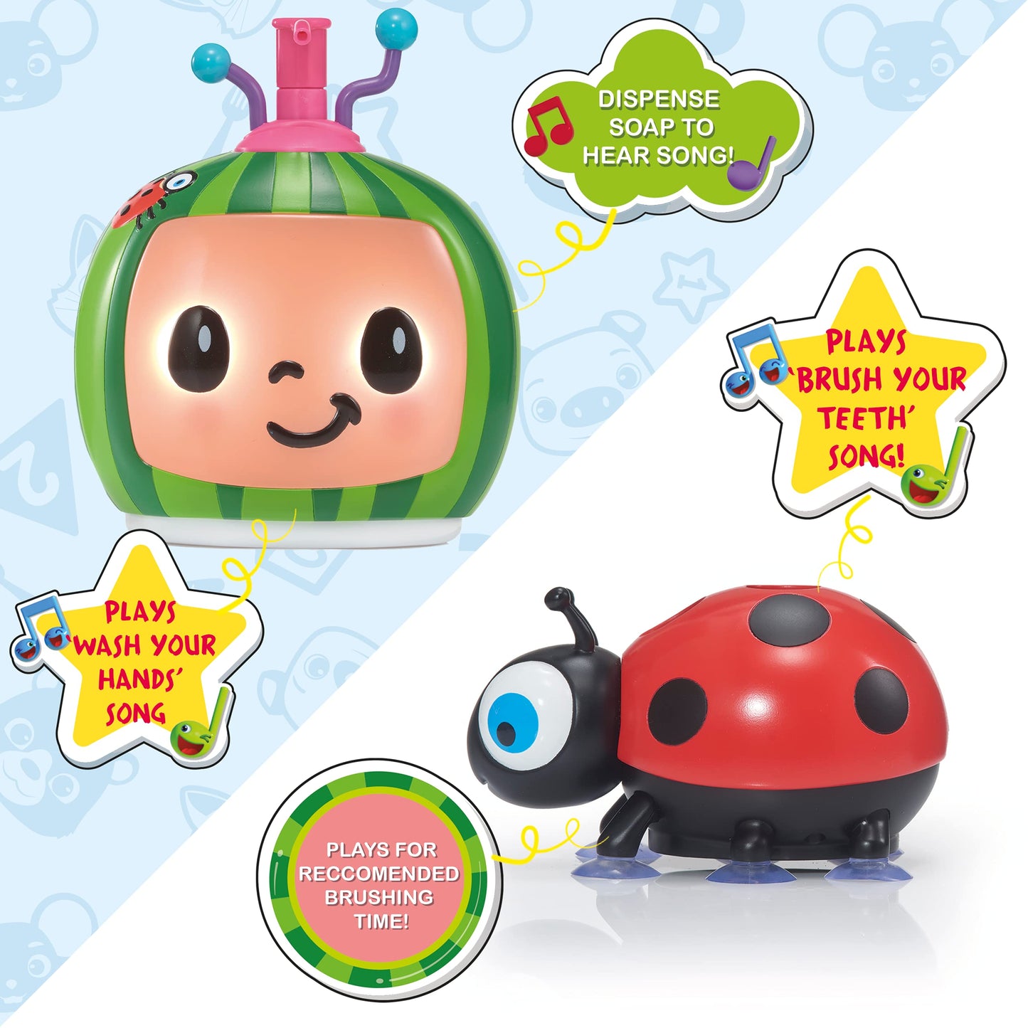 Wow! Stuff Cocomelon Toys Musical Buddies | Singing Soap Dispenser And Singing Toothbrush Holder | Pre- School Learning Toy With Nursery Rhymes |For Toddlers, Girls And Boys | Ages 3+