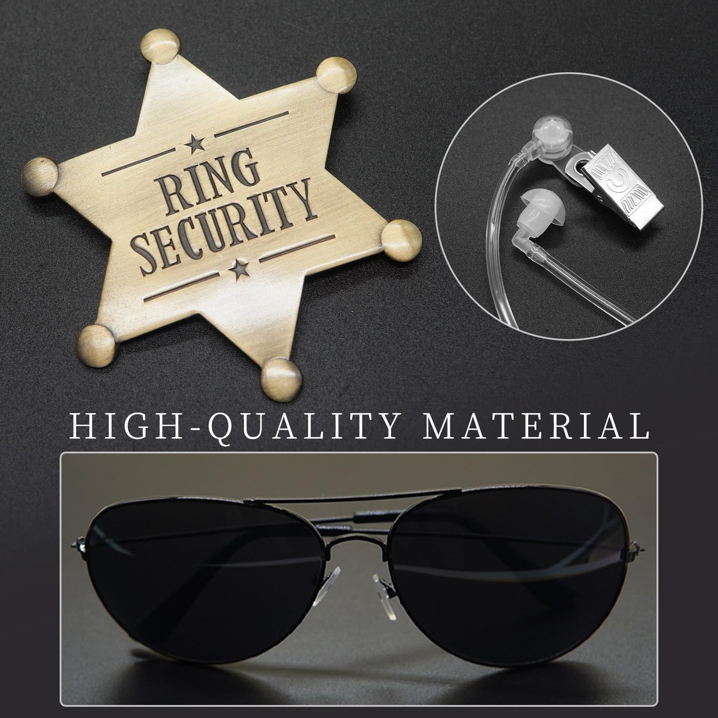 Huwane Ring Security Wedding Ring Bearer Gifts Secret Service Cosplay Set Police Spy Fbi Toys Accessory, Include Acoustic Earpie