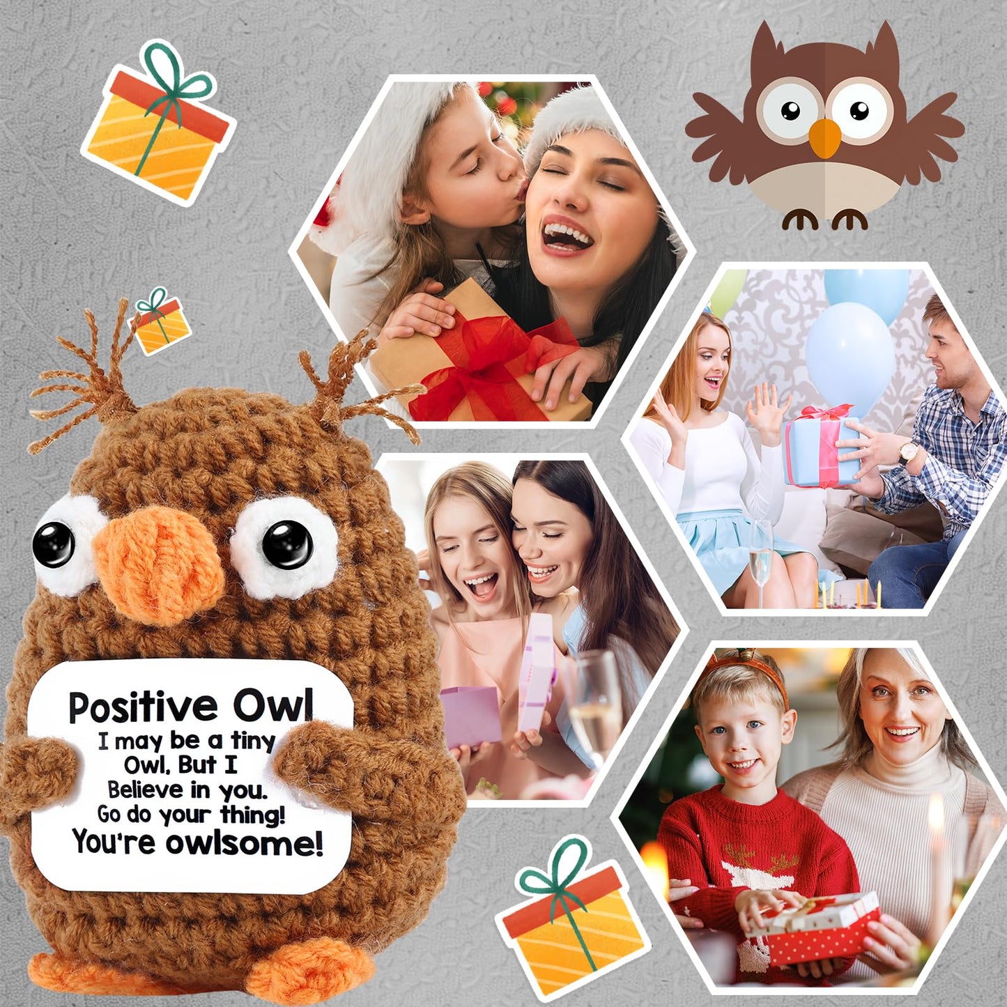 Lestp Funny Gifts Women Positive Owl Emotional Support Crochet Nuggets Pickle Plush Partner Cute Birthday Gift Gag Metal Health