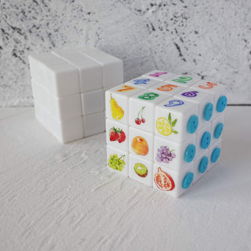 FOIBURELY 3x3 Blank Magic Cube Puzzle - White DIY Toy for Brain Teasers and Skill Development