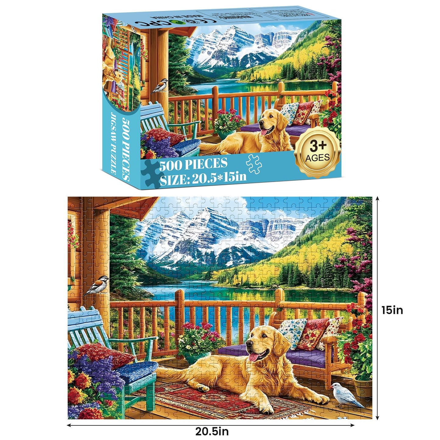 Puzzles for mature-themeds 500 Pieces  Jigsaw Puzzles 500 Pieces Dog Mountain Jigsaw Puzzle mature-themed Puzzles Recycled Cardboard Puzzle Game Family Activity Nights Birthday Gift Toy 20.5x15inch