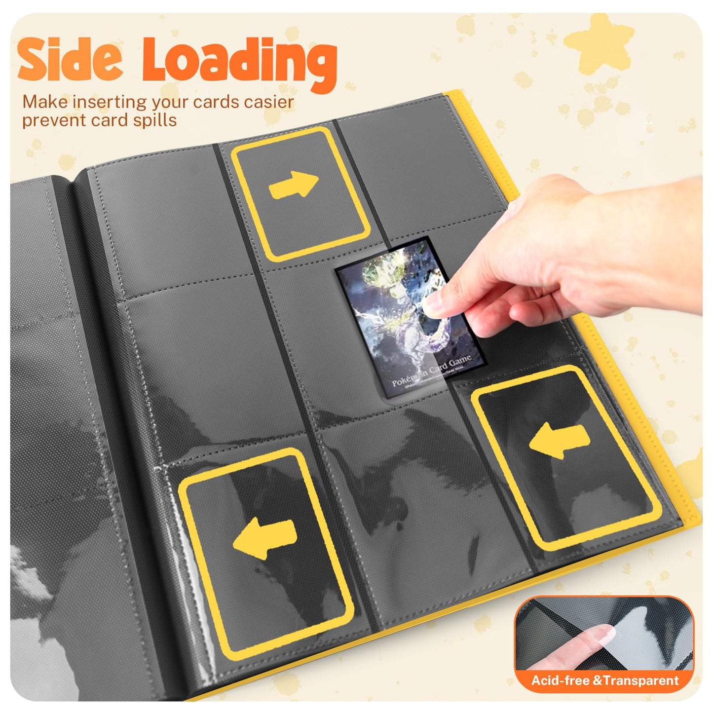 Card Binder  9 Pocket Trading Card Album Folder 20 Pages  360 Card Capacity Sports Card Binder  enhanced Card Binders Compatible with MTG  TCG  Baseball Cards (Yellow)