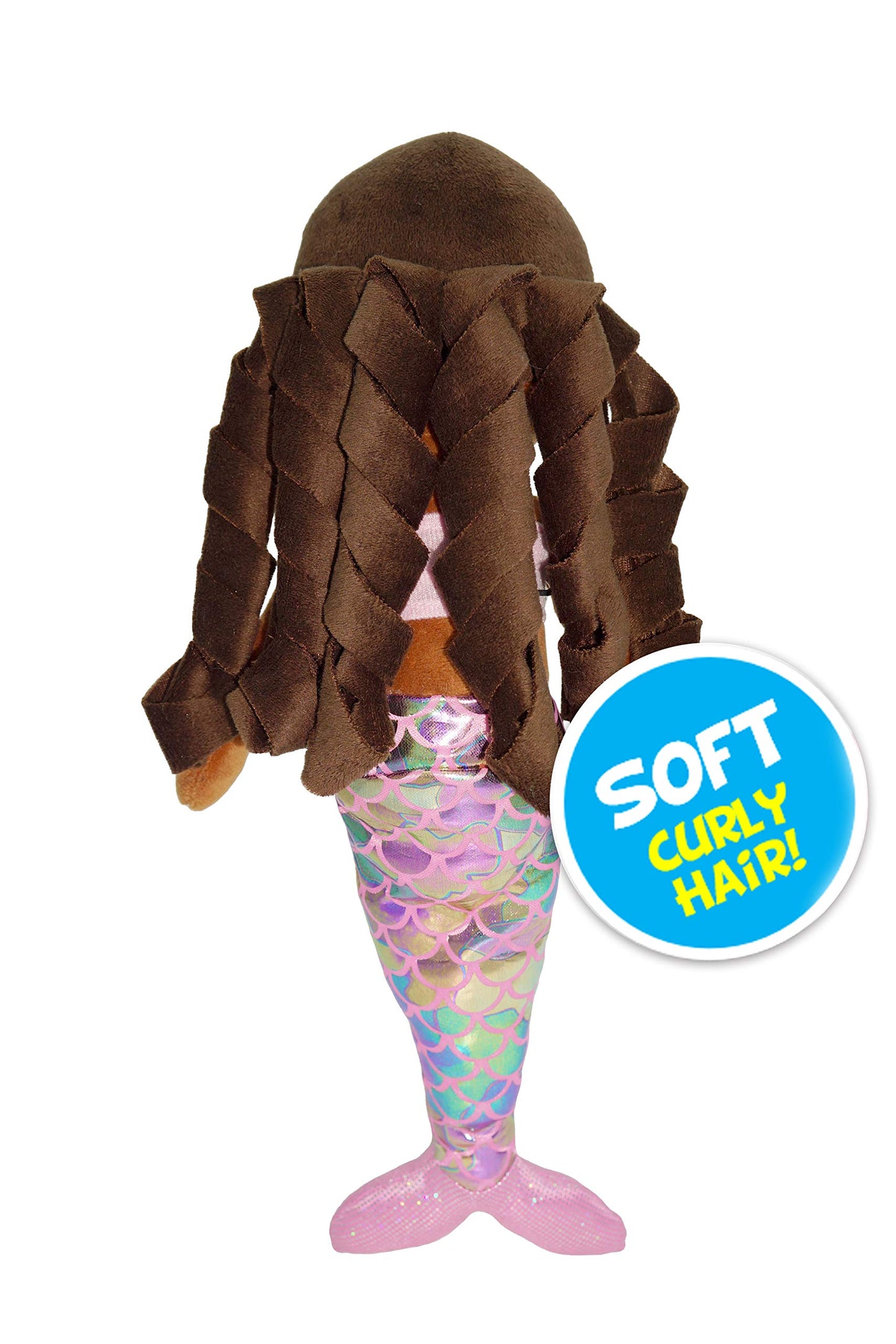 June Garden 15.5" Sparkly Mermaid Layla Plush Doll - Soft Polyester Stuffed Toy for Toddler Girls