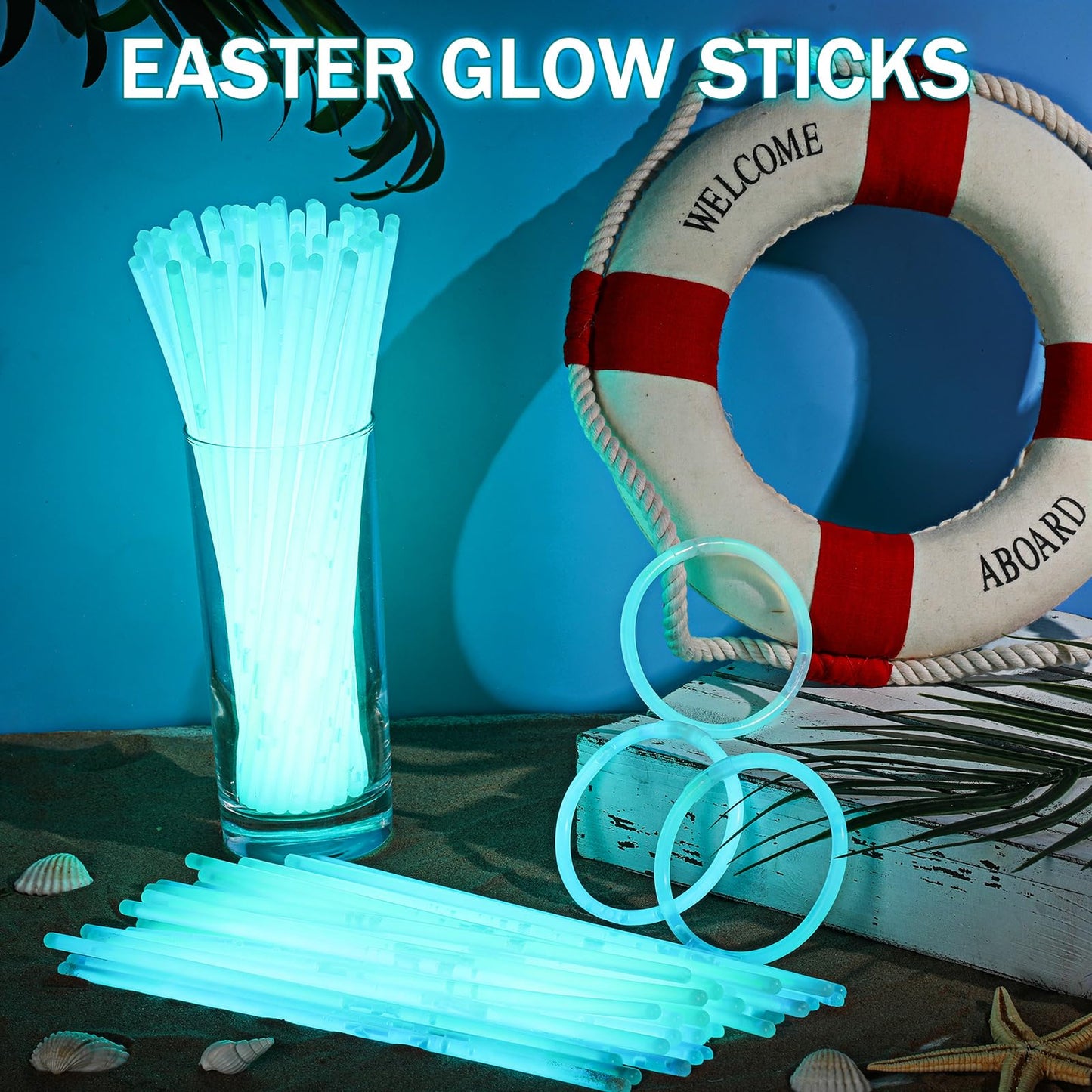 Hanaive 300 Pcs Glow Sticks Bulk 8 Inch Glow in the Dark Party Favors Neon Bracelets and Necklaces Light up Sticks with Connecto