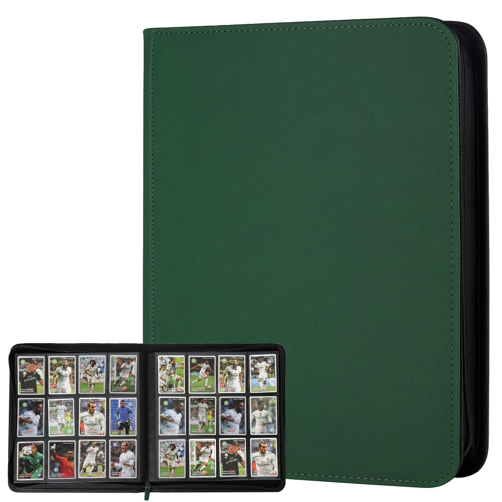 Trading Card Binder 12 Pocket  GERMUN PU Cover Card Binder for 720 Cards  enhanced Trading Card Holder Folders  Double Sided Pocket Card Album for MTG  TCG (Dark Green)